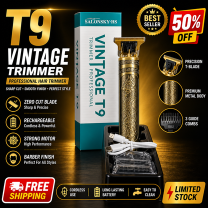 1 in 1 Vintage T9 Trimmer For Men with Metal Golden Body