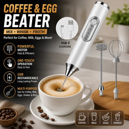 Coffee Beater 2 in 1 Rechargeable Electric Handheld Mixer